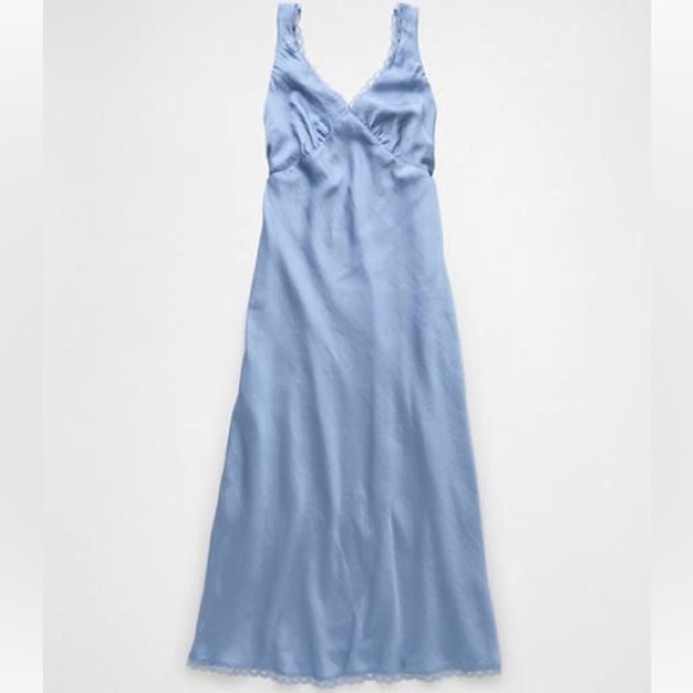 American Eagle blue midi slip dress